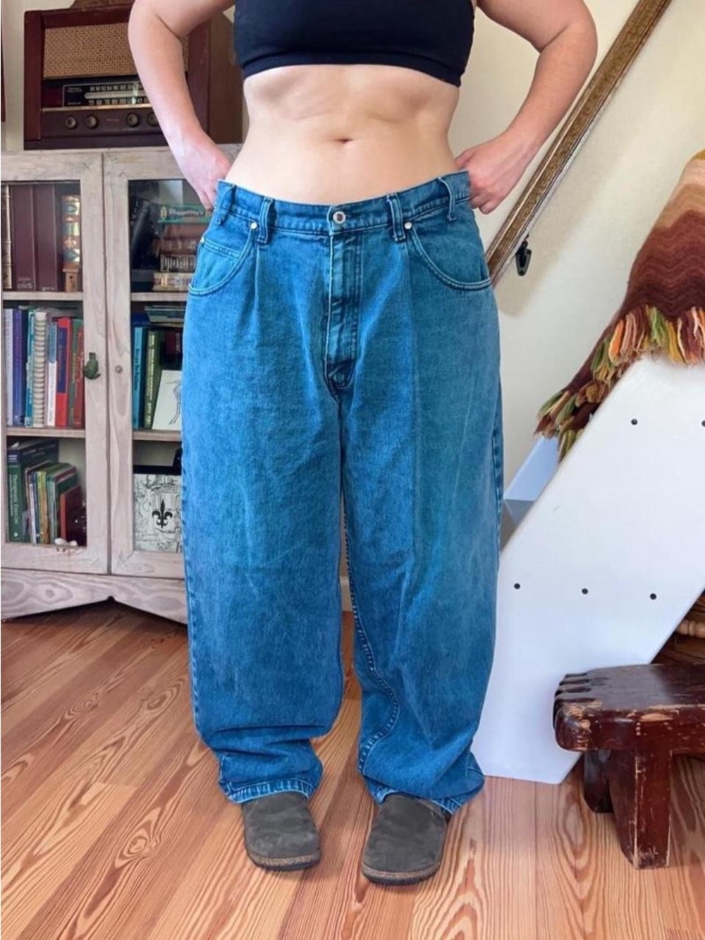 Vintage 90s Silver Tab Levi's Baggy Denim Jeans Teal Blue Purple tag 38 x 30 - Picture 7 of 15